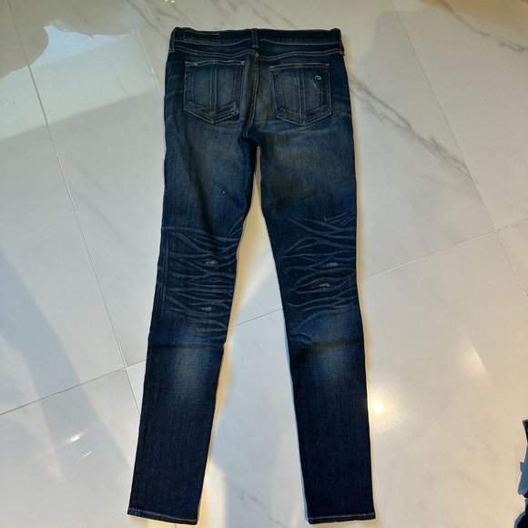 rag & bone dark blue distressed skinny jean - Picture 9 of 9